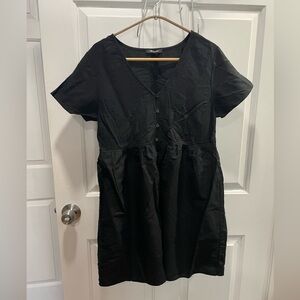 Madewell Black Short-Sleeve Mini Dress